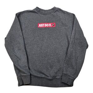 Nike Just Do It Sweatshirt Mens Small‎ Gray Pullover Crew Neck Activewear Casual